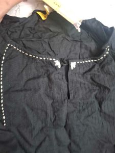 Black Crinkled Kurta