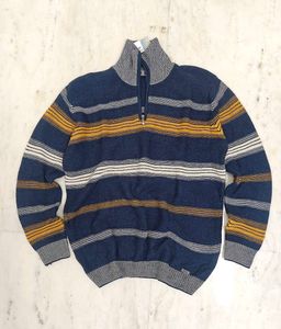 Striped Zip Neck Sweater