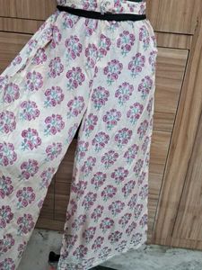 Farida Gupta Flowy Printed Palazo Pants silk blen