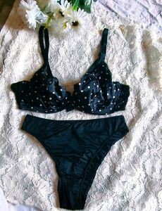 Black Polka Dot Bra & Panty Set
