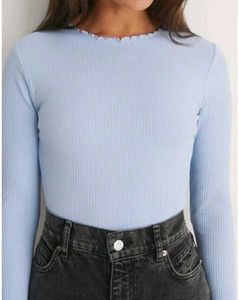 Baby Blue Ribbed Long Sleeve Top
