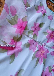 Elegant Floral Kurta with Statement Jewelry