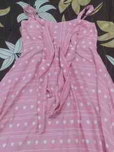 Cute Pink Heart Print Sundress