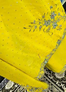 Bakrid offer Saree Elegant Yellow Embellished