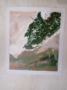 Abstract Green and White Painting(hand-painted)