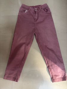 Dusty Rose Cropped Denim capri
