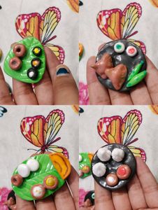 4 handmade Food Themed Clay fridge magnet