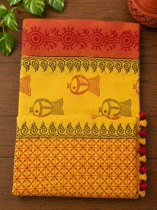 Fish Block Print Cotton Saree