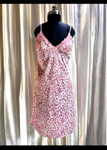 y2k Leopard Print Slip Dress with Lace Trim