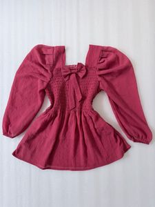 Cute Bow Puff sleeves Top