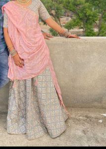 Grey &amp; Pink Lehenga Choli Set