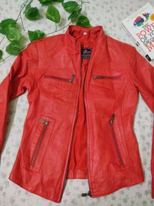 Goth Red Biker leather jacket