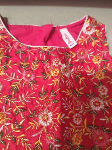 Embroidered Crop Top with Floral Skirt Set