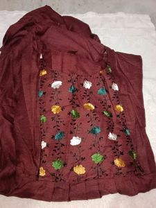 Maroon Colour Cotton Fabric Feeding Kurthi