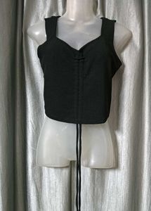 🖤Ruched tie-up crop top
