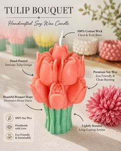 Handcrafted Tulip Bouquet Soy Wax Candle