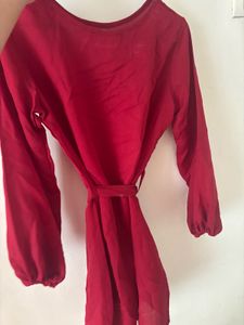 Chic Red Dress with Belt