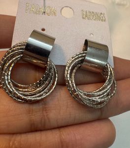 Silver Tone Multi-Ring Earrings