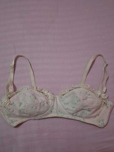Floral Print Bra with Ruffle Trim