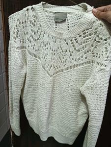 White Knit Long Sleeve Top