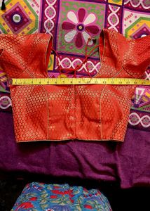 Elegant Red Brocade Blouse