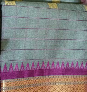 New Elegant Grey with Majenta Silk Saree