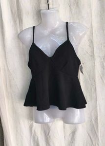 I. Chic Black Peplum Cami Top