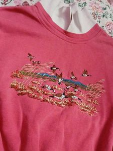 Pink Embroidered Sweatshirt