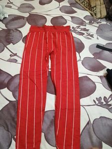 Red Striped Casual leggings