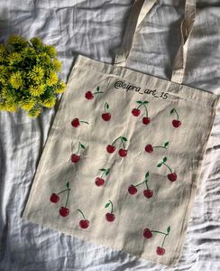 Hand-Painted Floral Tote Bag