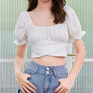 White Off-Shoulder Puff Sleeve Top