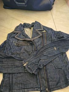 Stylish Blue Denim Biker Jacket