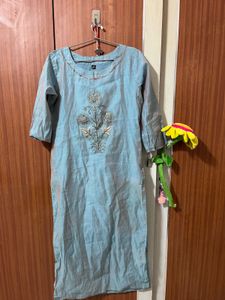 Light Blue Embroidered Kurta