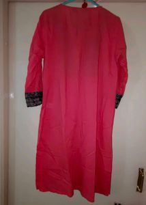 lifestyle Vibrant Coral Kurta with Intricate Embro