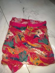 Vibrant Pink Floral Print Ethnic Skirt