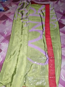 new crape Green & Purple Saree