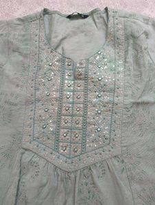 Embellished Green Kurta
