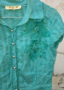 Beautiful Teal Embroidered shirt
