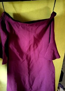 Chic maroon Off-Shoulder Dress