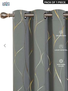 charcoal grey Curtains with Gold foil Pattern