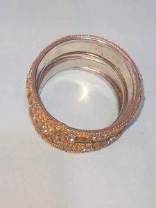 Set of Yellow &amp; White Stone Bangles
