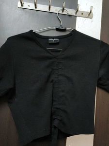 Black Ruched Crop Top