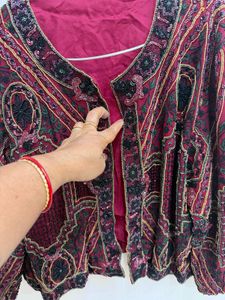 Embellished Maroon Ethnic Jacket