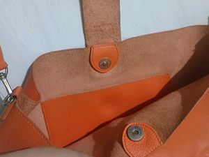 Vera Pelle Italy Orange Leather Crossbody Bag