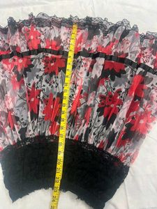 Floral Print Skirt with Lace Trim