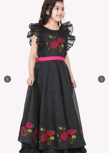 Girls' Black Floral Dress