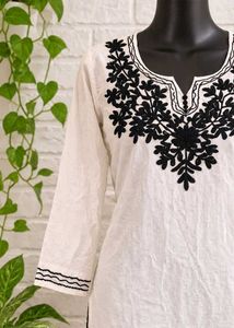 Embroidered White Kurta