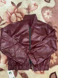 Burgundy Faux Leather Jacket