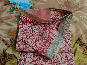 Red Floral Print Saree with Embellished Border