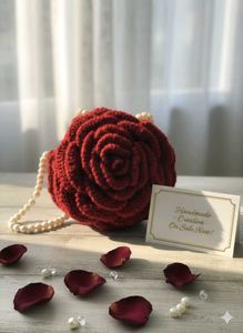 Unique Rose Crochet Clutch Bag